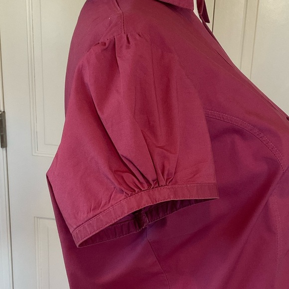 Fuchsia Rouched Button Down Top - Picture 8 of 12